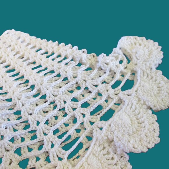 70's,80's Victorian style era vtg ecru white crocheted 11 button up dress collar - Picture 8 of 12